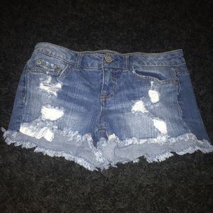 Aeropostale distressed denim shorty shorts
